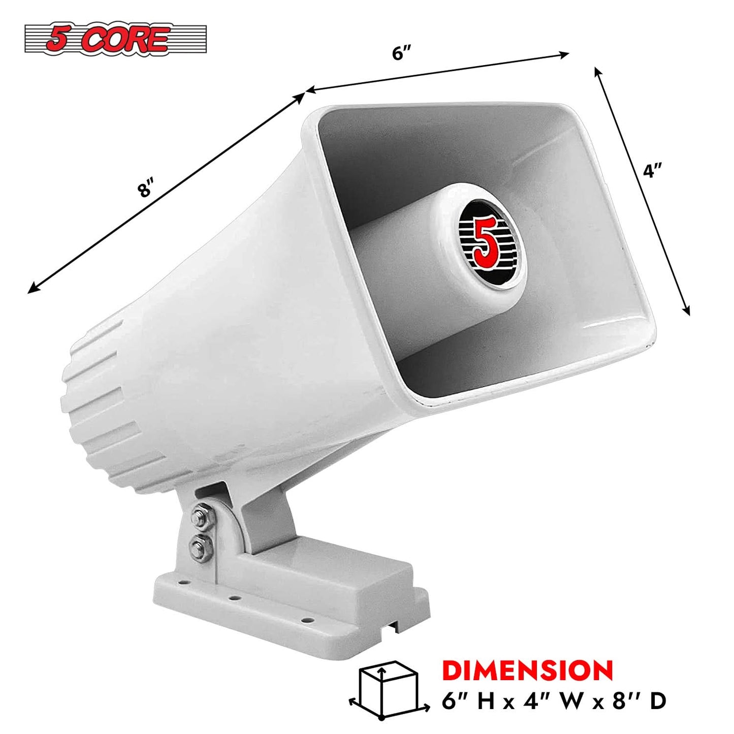 5 Core PA Speaker Pair 6 x 4" 50W Bull Horn Loud Audio Outdoor Speakers System 8Ohm Reflex Megaphone