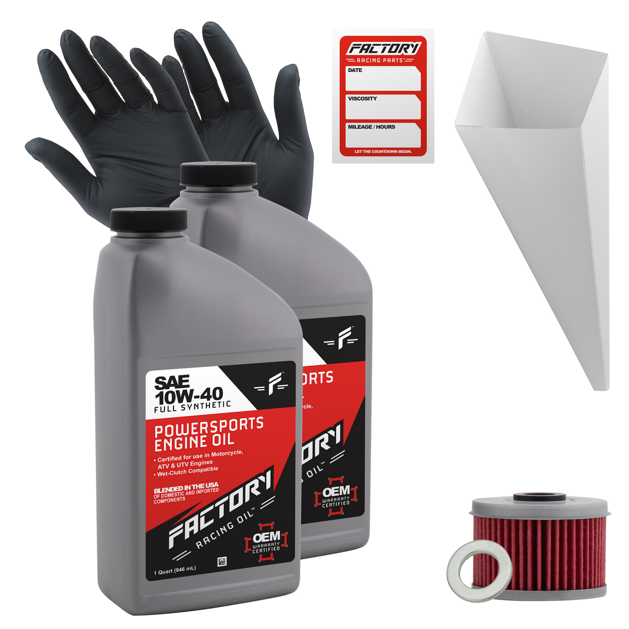 10W-40 2 Quart Oil Change Kit For Honda TRX300EX, TRX400EX, XR350R, XR400R, XR650R
