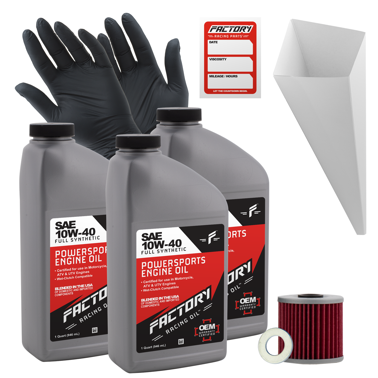 10W-40 Full Synthetic 3 Quart Oil Change Kit For Kawasaki KLF220 KLF250 Bayou, KSF250 Mojave