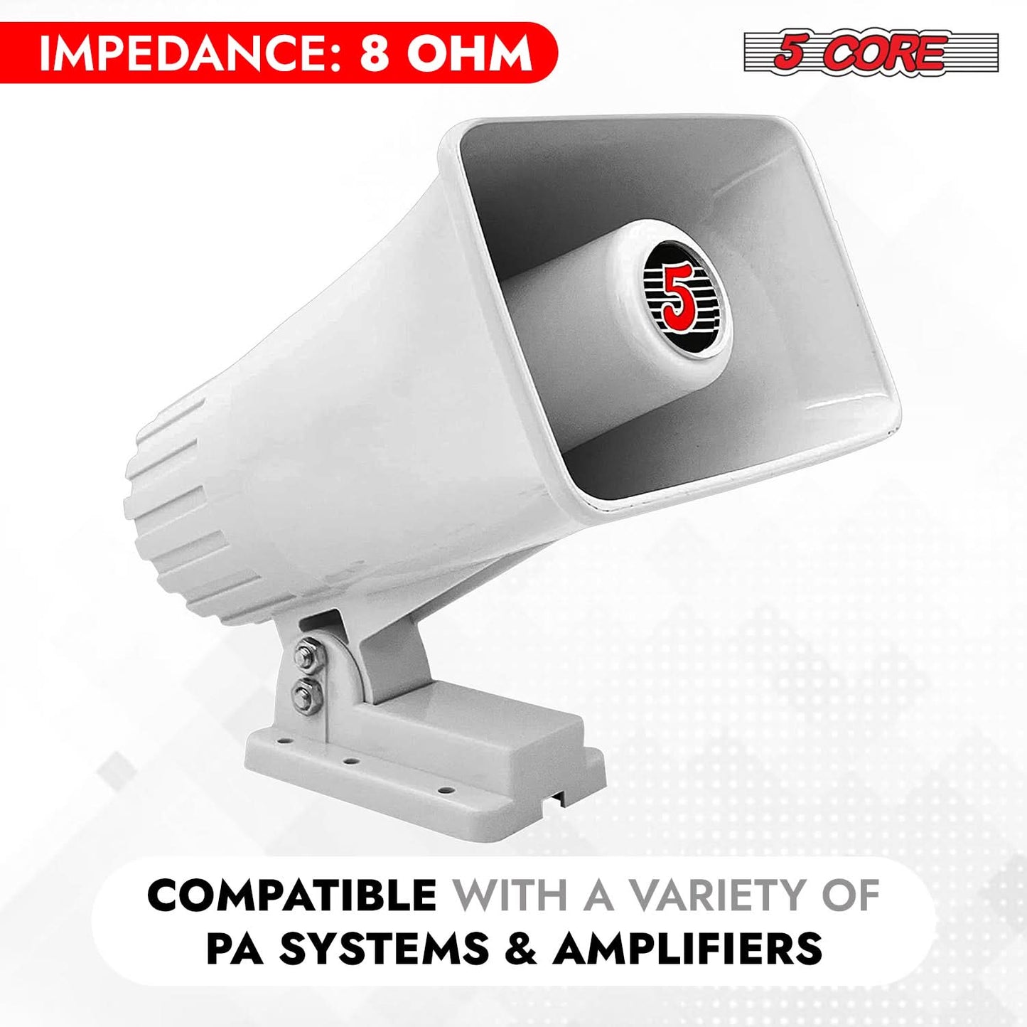 5 Core PA Speaker Pair 6 x 4" 50W Bull Horn Loud Audio Outdoor Speakers System 8Ohm Reflex Megaphone