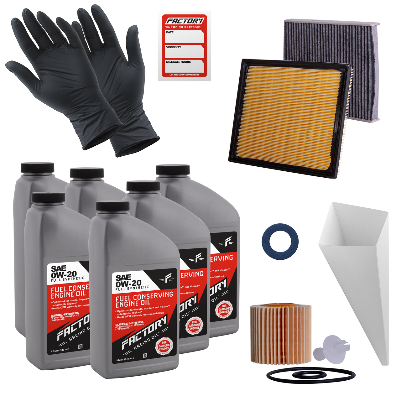 0W-20 Full Synthetic 6 Quart Deluxe Oil Change Kit for Toyota Avalon 3.5L 2019-2022, Camry 3.5L 2018-2022, Highlander 3.5L 2020-2021