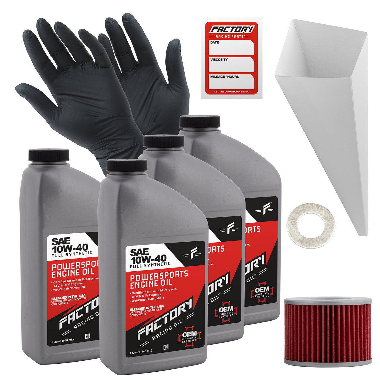 10W-40 4 Quart Oil Change Kit For Kawasaki ZR-7, KZ1000P